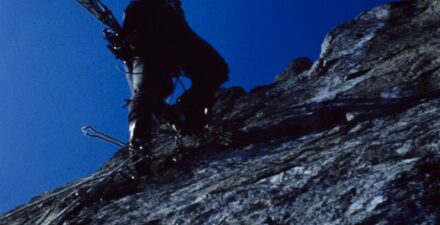 Jan Kiełkowski podczas wspinaczki na Młynarczyka