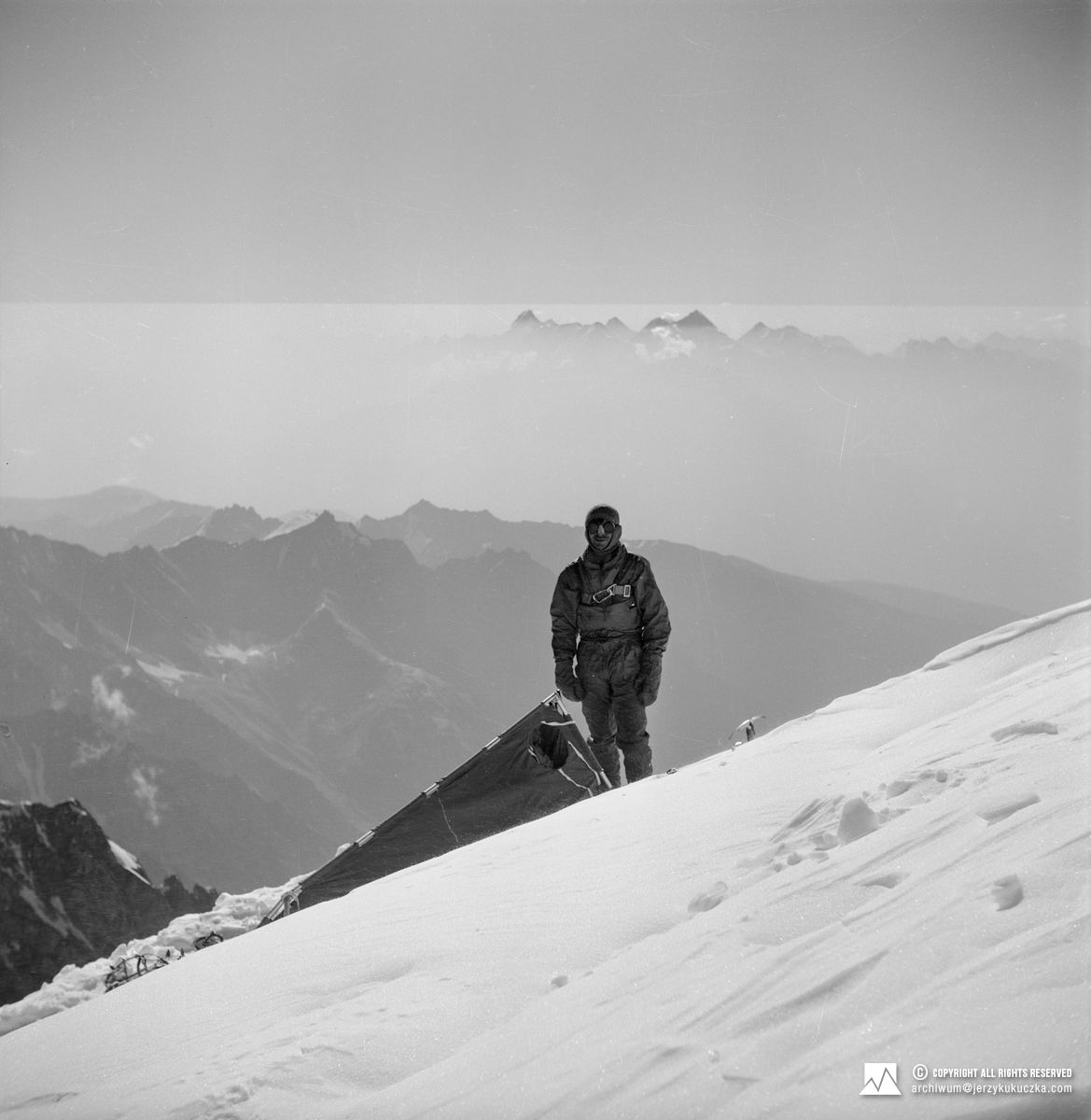 Michał Wroczyński in camp IV (7100 m above sea level).