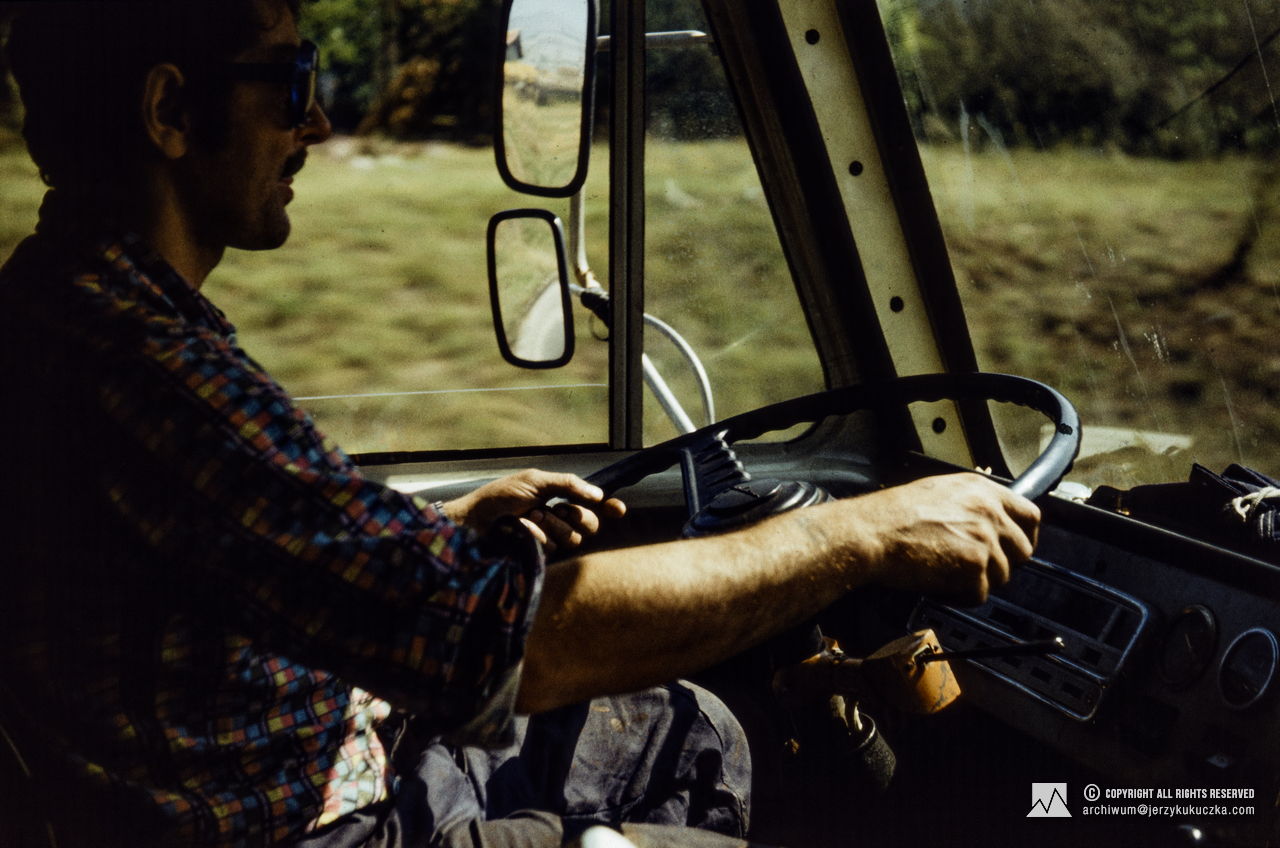 Adam Zyzak driving through Bulgaria. Route from Katowice to Islamabad.