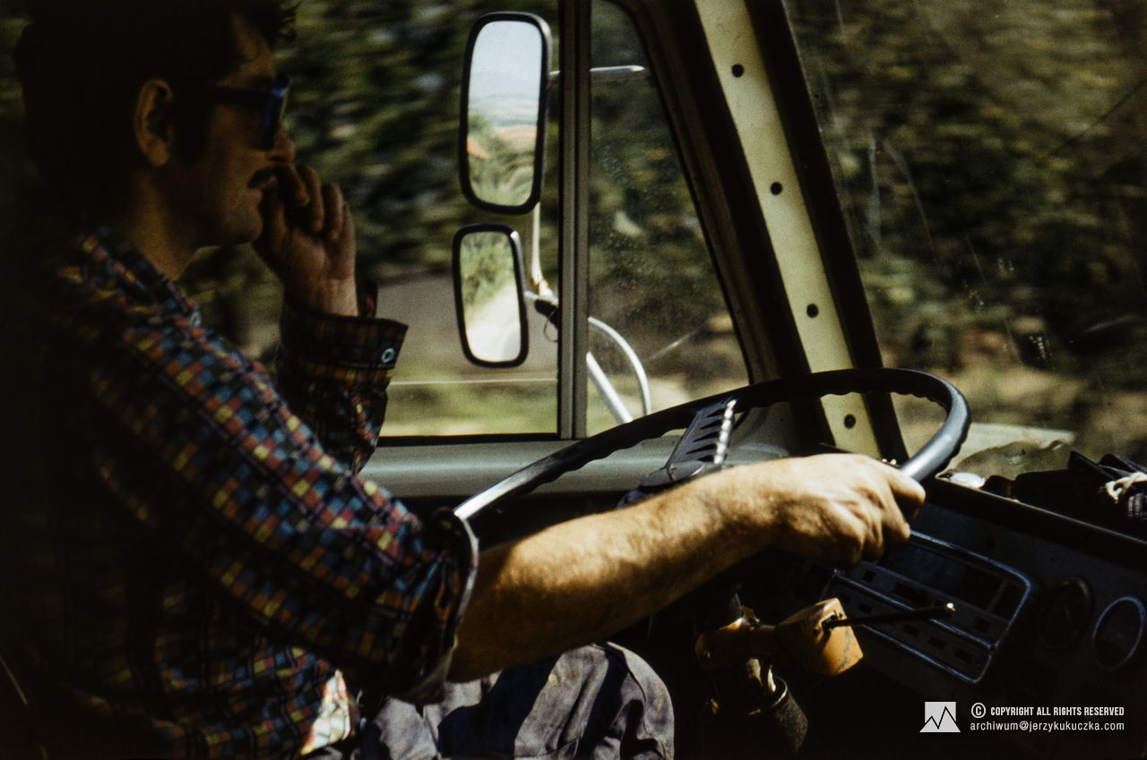 Adam Zyzak driving through Bulgaria. Route from Katowice to Islamabad.
