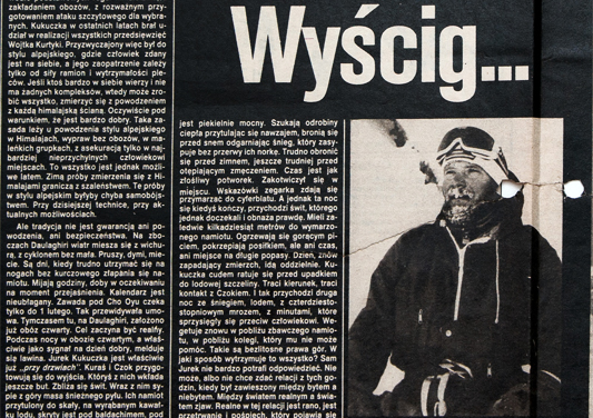 Jeden z licznych artykułów jakie ukazały się po zdobyciu przez Kukuczkę Dhaulagirii i Cho Oyu. Dziennikarze relacjonują spektakularny wyścig na wysokościach.