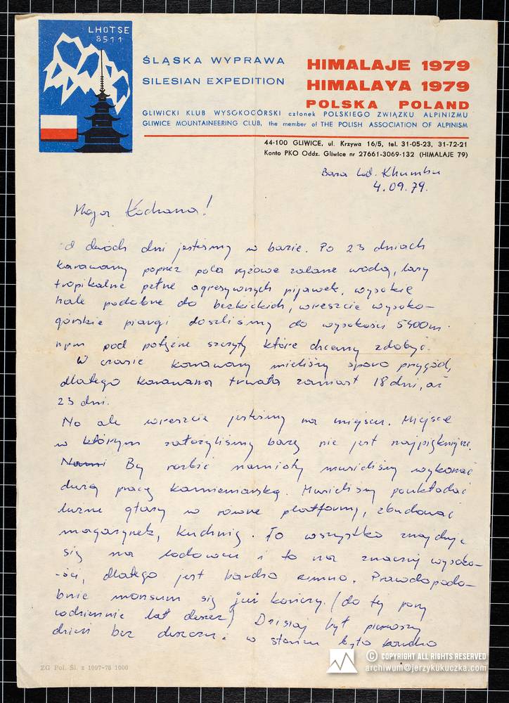 List do żony Celiny z Lhotse