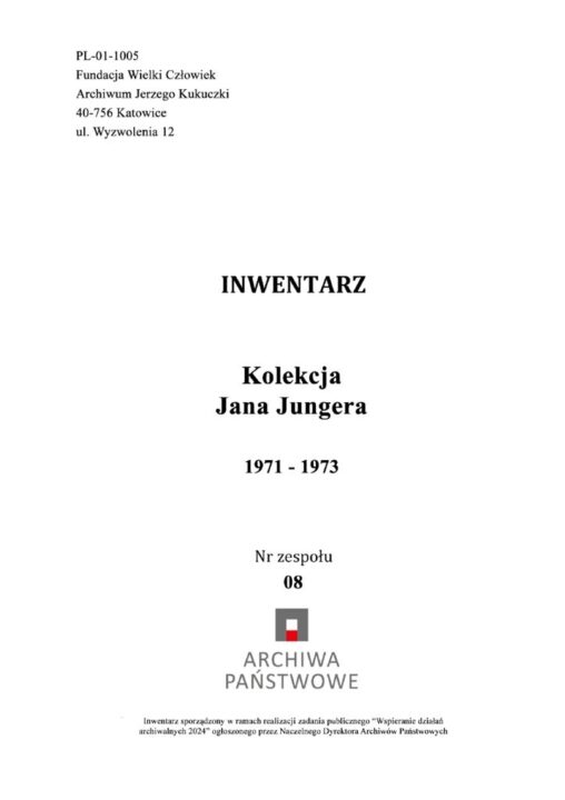 thumbnail of Inwentarz Kolekcja Jana Jungera
