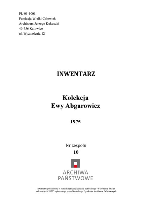 thumbnail of Kolekcja Ewy Abgarowicz – inwentarz
